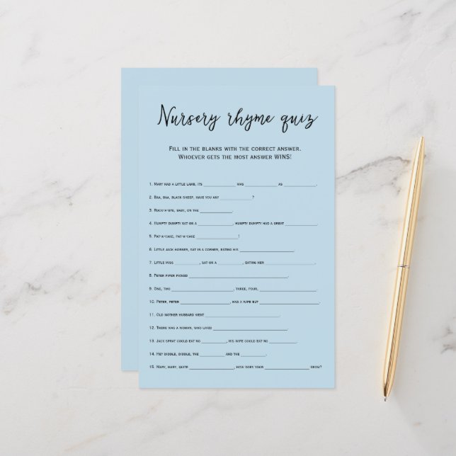 Lámina Duste rimas azules en el vivero preguntas sobre el (Anverso/Reverso In Situ)