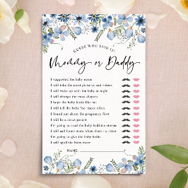 Lámina Dusty Blue Adivinen a quién mamá o papá en Baby Sh