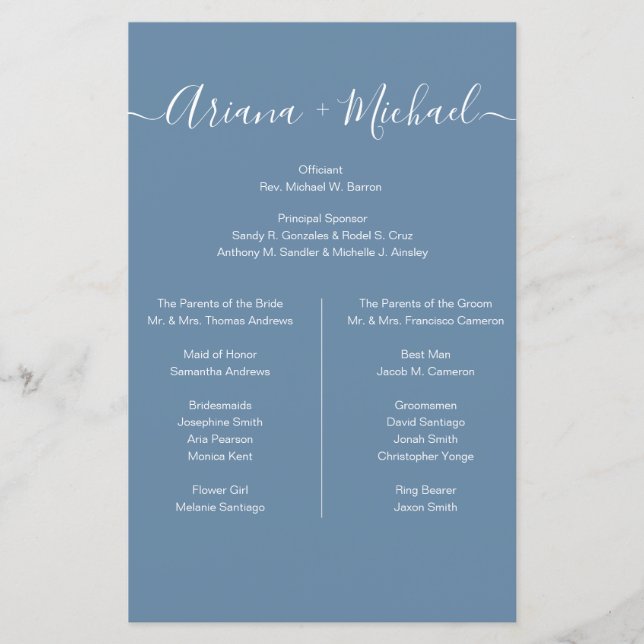 Lámina Dusty Blue and White Simple bridal party Minimal (Anverso)