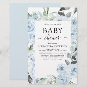 Lámina Dusty Blue Baby Shower Floral Greeneration