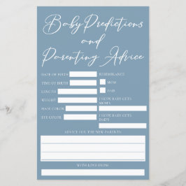 Lámina Dusty Blue Baby Shower Predictions Advisory Card