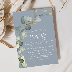 Lámina Dusty Blue Baby Sprinkle Shower Invitación