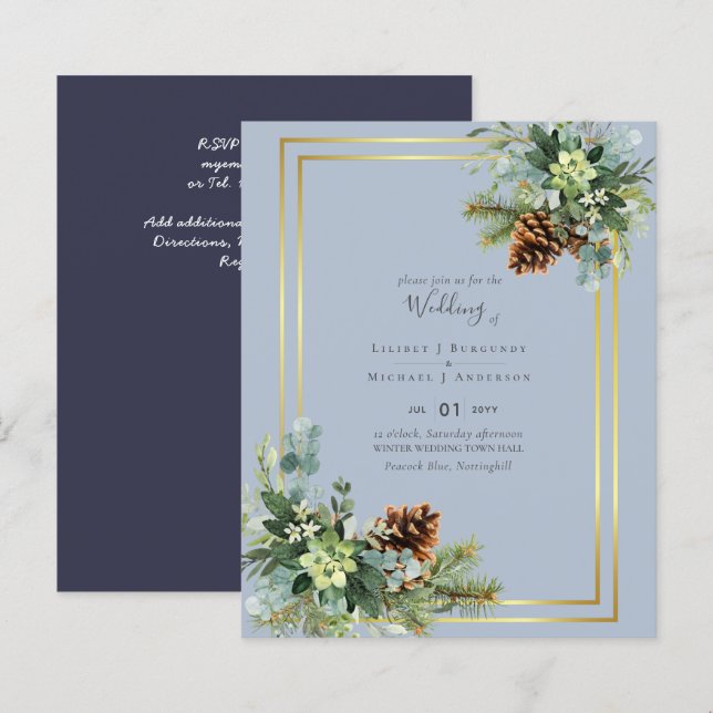 Lámina Dusty Blue Boda Eucalyptus Green Budget (Anverso / Reverso)