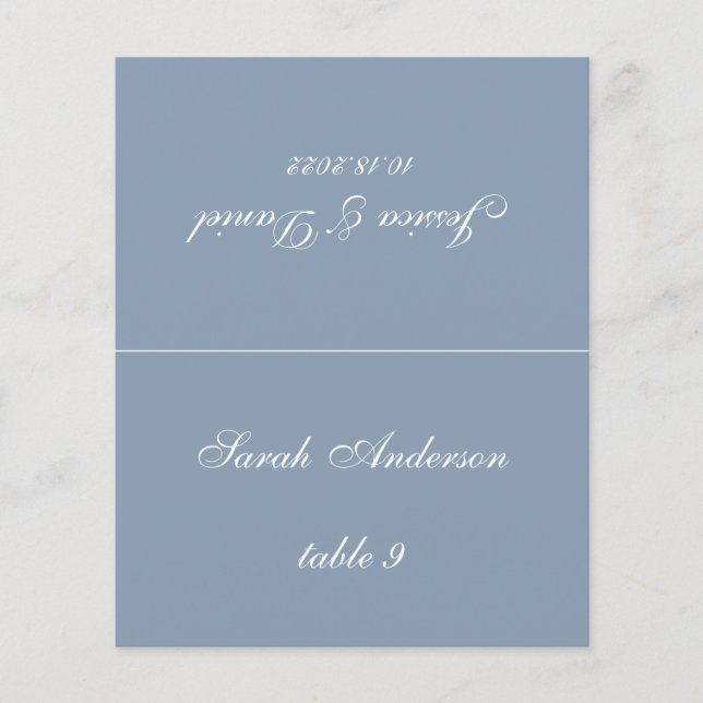 Lámina Dusty Blue Boda Place Card - Nombre de invitado im (Anverso)