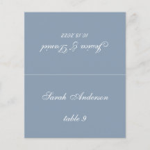 Dusty Blue Boda Place Card - Nombre de invitado im