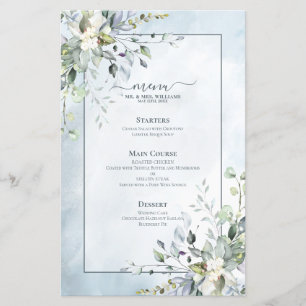 Lámina Dusty Blue Botany Greenery Watercolor Boda