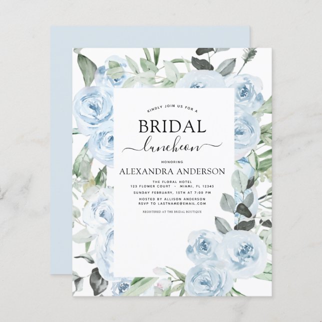 Lámina Dusty Blue Bridal Shower Luncheon (Anverso / Reverso)