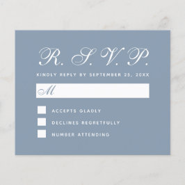 Lámina Dusty Blue Budget RSVP Simple White Script Card