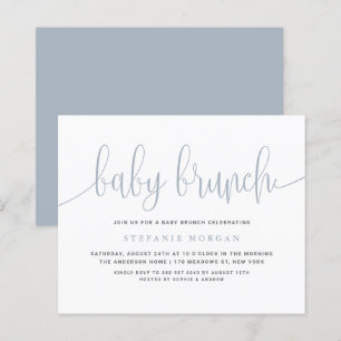 Lámina Dusty Blue Calligraphy Baby Brunch Invitación