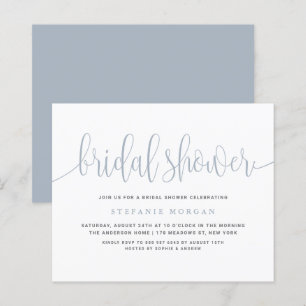 Lámina Dusty Blue Calligraphy Invitación a ducha de novia
