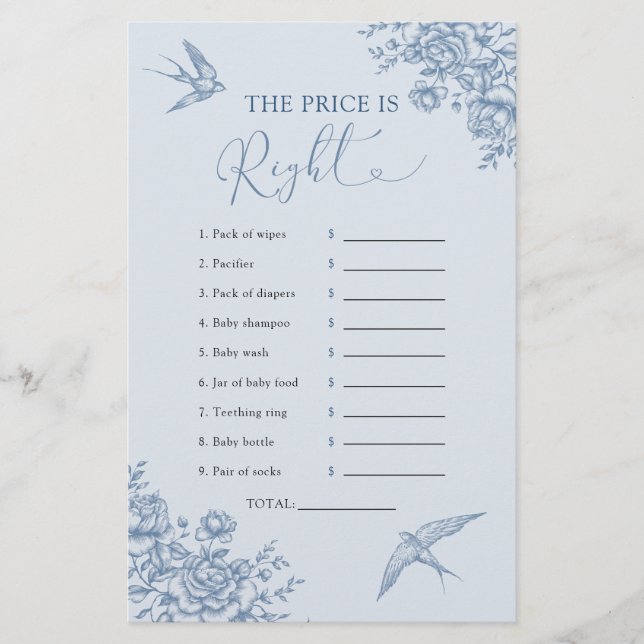 Lámina Dusty Blue Chinoiserie Adivinan que el precio es c (Anverso)