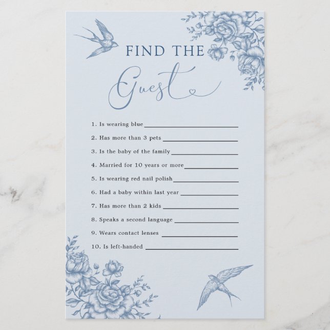 Lámina Dusty Blue Chinoiserie Baby Shower Encuentra Al In (Anverso)