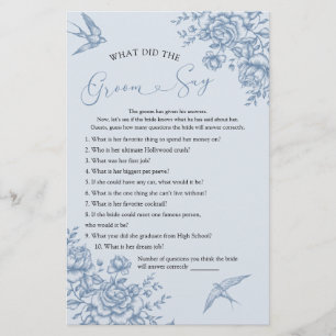 Lámina Dusty Blue Chinoiserie Bridal What Groom Say