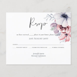 Lámina Dusty Blue Coral Floral Script Wedding Presupuesto