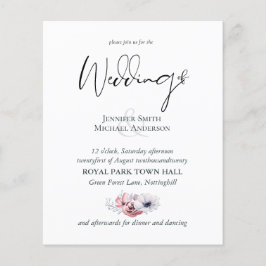 Lámina Dusty Blue Coral Floral Wedding Invita presupuesto