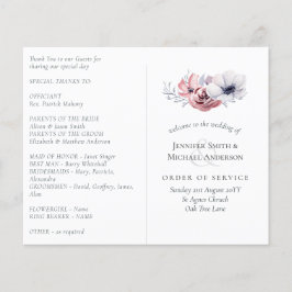 Lámina Dusty Blue Coral Floral Wedding Program Presupuest