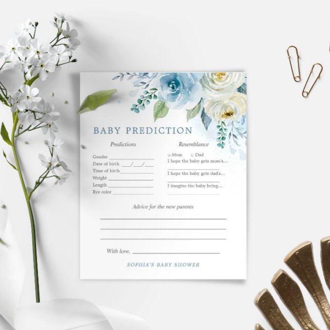 Lámina Dusty Blue Floral Baby Predictions & Advance Game (Subido por el creador)