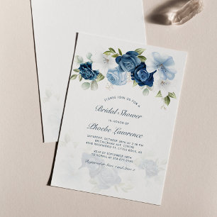 Lámina Dusty Blue Floral Bridal Shower Invitación