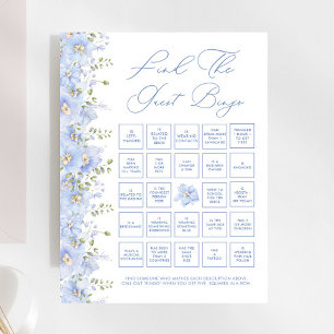Lámina Dusty Blue Floral Encuentra El Juego De Bingo Invi