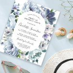 Lámina Dusty Blue Floral Sweet 16 Invitación<br><div class="desc">Las peonías azules,  rosas y flores silvestres forman un marco floral muy bonito alrededor de los detalles de tu fiesta de cumpleaños.</div>