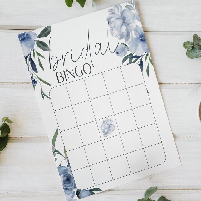 Lámina Dusty Blue Flowes Bridal Shower Bingo Juego (Subido por el creador)