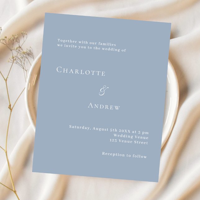Lámina Dusty blue formal modern simple wedding invitation (Subido por el creador)