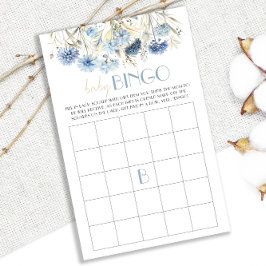 Lámina DUSTY Blue Hydrangea Baby Shower Bingo Game Card