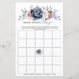 Lámina Dusty Blue Mauve Rosa Bridal Shower Bingo