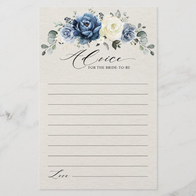 Lámina Dusty Blue Navy Champagne Bridal Shower Advance (Anverso)