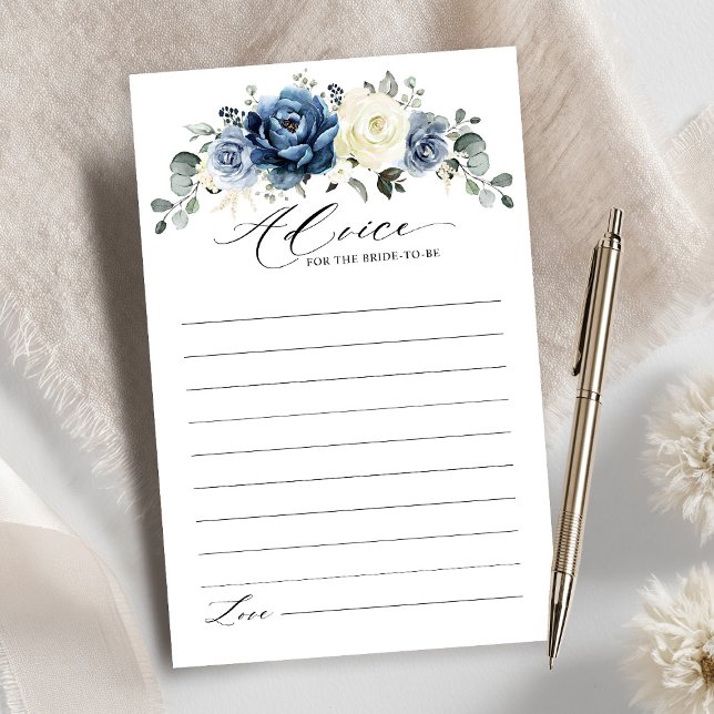 Lámina Dusty Blue Navy Champagne Bridal Shower Advance (Dusty Blue Navy Champagne Bridal Shower Advice card)