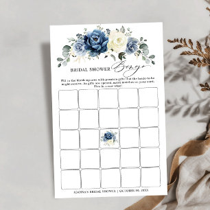 Lámina Dusty Blue Navy Champagne Bridal Shower Bingo