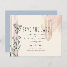 Lámina Dusty Blue Peach BOHO Wedding Save the Dates