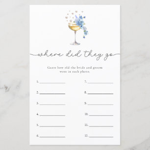 Lámina Dusty Blue Pearls y Prosecco Bridal Shower Game