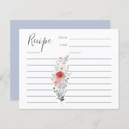 Lámina Dusty Blue Rubor Floral Recipe Card