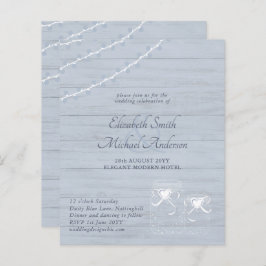 Lámina Dusty Blue Rustic Luces Mason Jar Wedding Invite