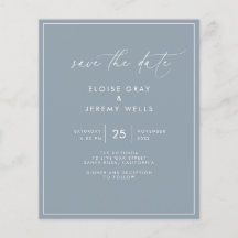 Dusty Blue Save the Date Postcard