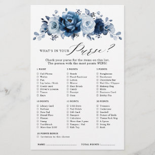 Lámina Dusty Blue Slate Navy Floral Bridal ducha juego