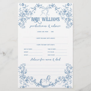 Lámina Dusty Blue Vintage Floral Baby Predication Game
