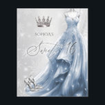 Lámina Dusty Blue Vress Snowflakes Sweet 16 Invitación<br><div class="desc">Plata Presupuestaria Dusty Blue Vestido Snowflakes Invierno Dulce 16 Invitación</div>