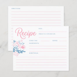 Lámina Dusty Blue Whimsical Bridal Shower Recipe Card