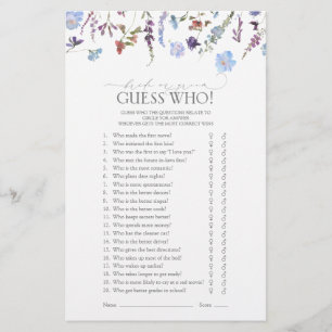 Lámina Dusty Blue Wildflower Bridal Shower Game