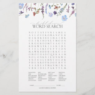 Lámina Dusty Blue Wildflower Bridal Shower Game