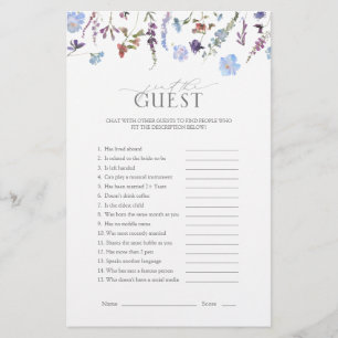 Lámina Dusty Blue Wildflower Bridal Shower Game