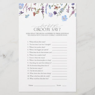 Lámina Dusty Blue Wildflower Bridal Shower Game