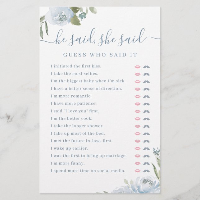 Lámina Dusty Floral Dijo que dijo que el juego de la duch (Anverso)