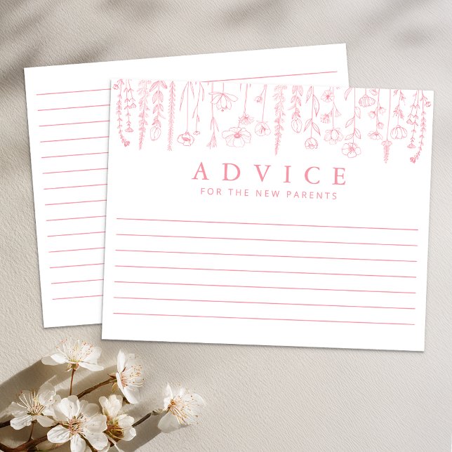 Lámina Dusty Pink Wildflower Baby Shower Advice Card (Advice Card)