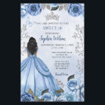 Lámina Dusty presupuesto Plata Azul Plata Floral Princesa<br><div class="desc">Elegante presupuesto Dusty Blue Plata Mariposa Floral Princesa Dulce Invitación 16</div>