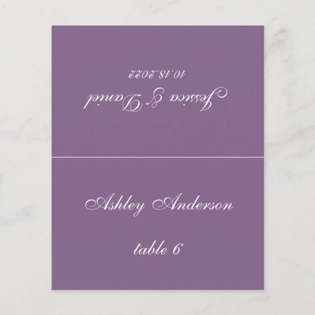 Lámina Dusty Purple Boda Place Card Nombre de invitado im (Anverso)