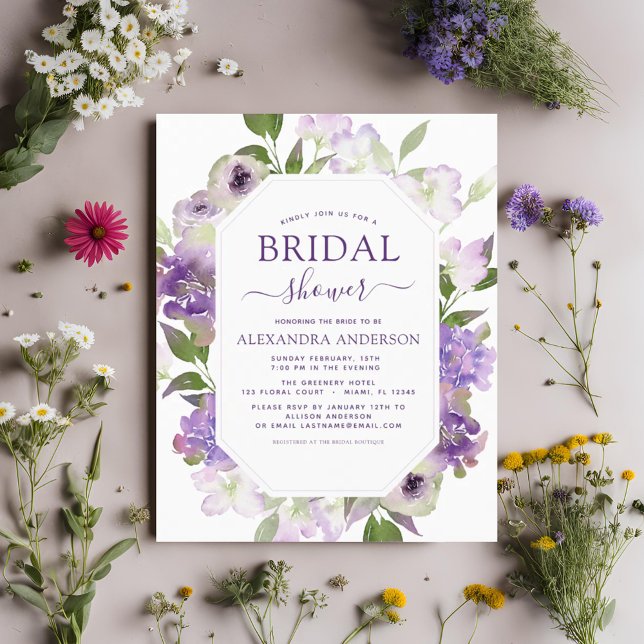 Lámina Dusty Purple Floral Bridal Shower Invitación (Subido por el creador)