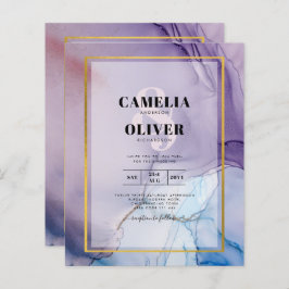 Lámina Dusty Purple Navy Blue Gold INVITE Boda